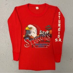 Vintage 1989 Sturgis Rare Double Sided Biker Long Sleeve Thermal T Shirt Medium